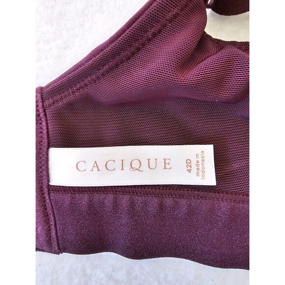 Cacique 42D Balconette Bra Burgundy Purple Full Coverage Lightly Lined - Picture 5 of 8